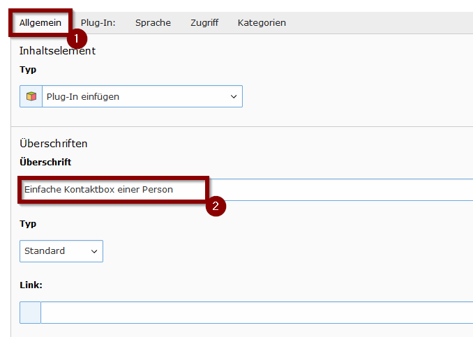 TYPO3 Person Einfache Kontaktbox ZIM HilfeWiki