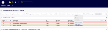 Das Bild zeigt die alte Oberfläche des Ticketsystems die nun nicht mehr verwendet wird