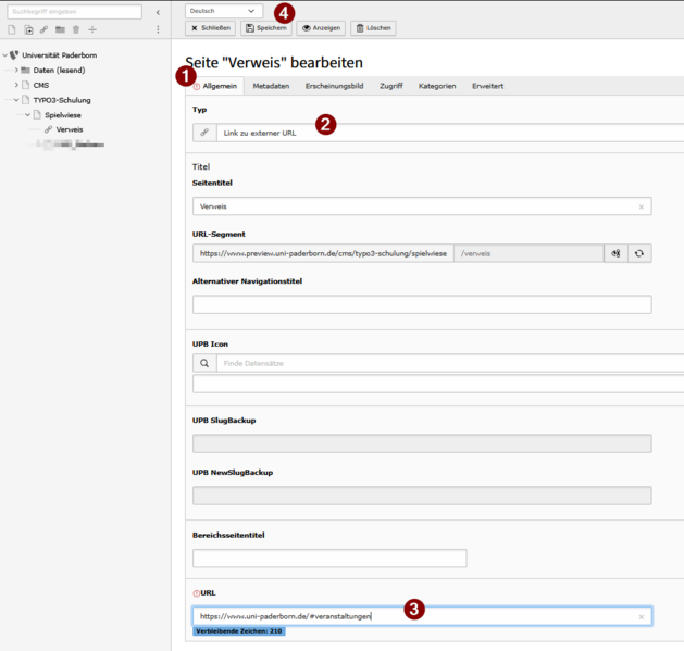 Datei:Screenshot Typo3 - Weiterleitungen Link extern.png