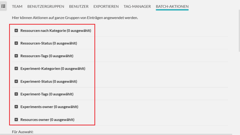 Datei:Screenshot ELN Batch-Aktionen Auswahlbereich.png