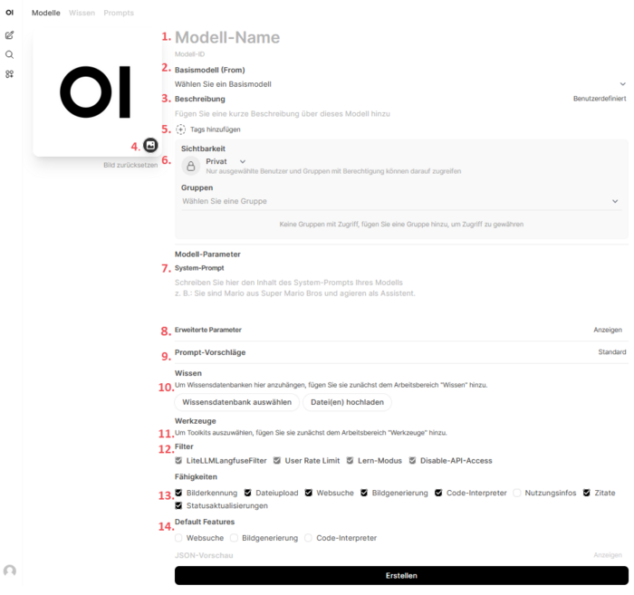 Screenshot Modell erstellen
